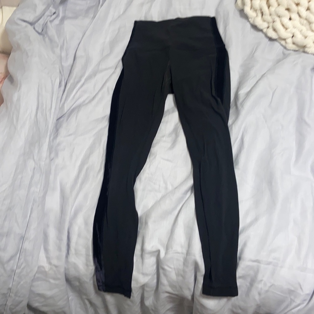 Black Lululemon Velvet Stripe Leggings